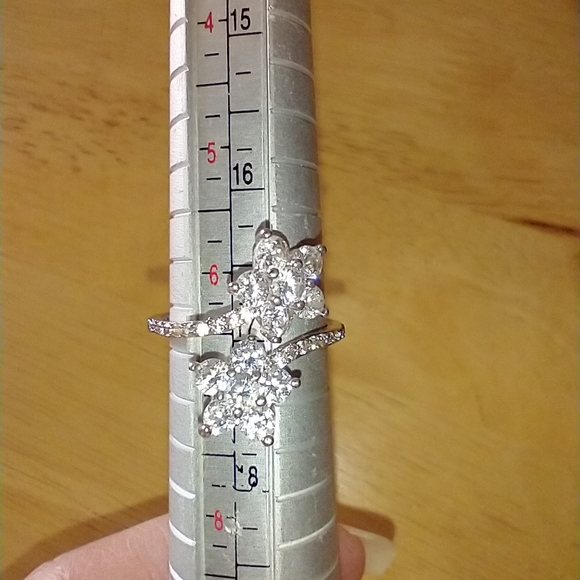 925 Silver Double Flower Ring - Picture 7 of 13